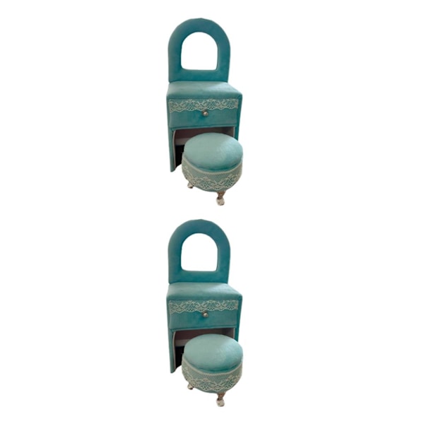 1/2 Chic smycken case för flickor Kvinnor Ringar halsband Desk Peacock Blue 2Set