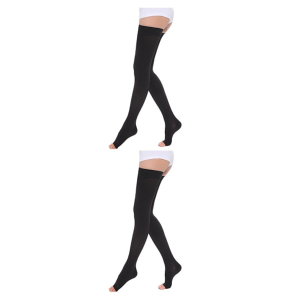1/2/3 Trendiga och moderiktiga över knästrumpor för Open Toe-black M 2Set
