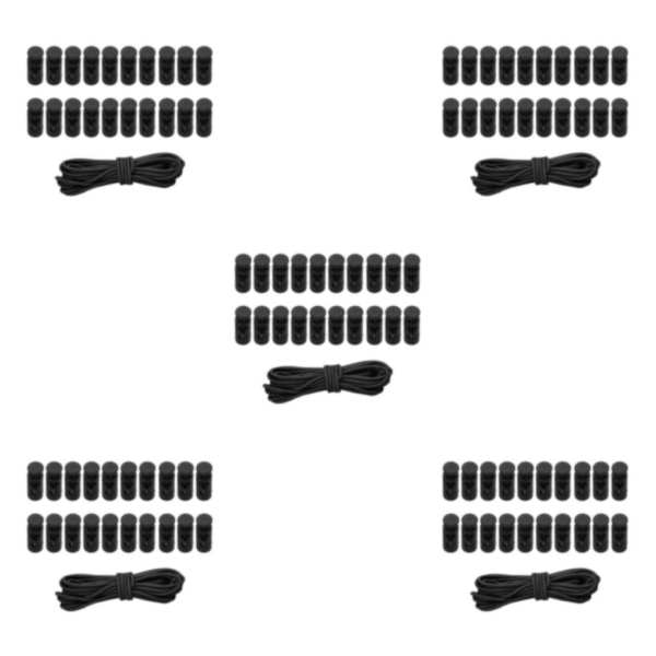 1/2/3/5 20st plastsnörelås Ändfjäderbelastad slider + För Black Style 2 5Set