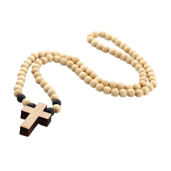 1/2/3/5 Mens Hip 8mm pärla Rosenkrans Be Hand Jesus Cross hänge Wood Color 1Set