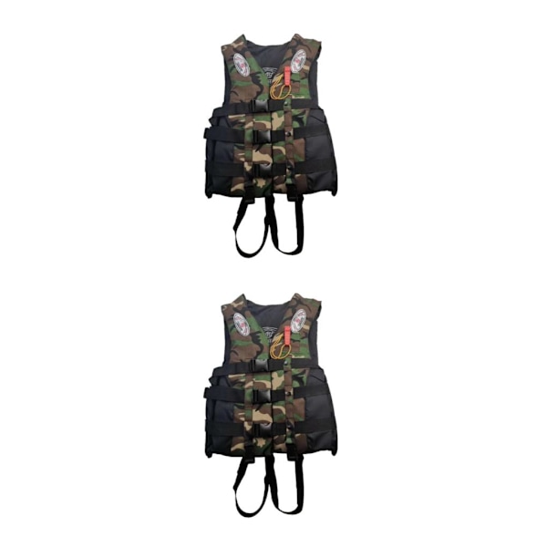 1/2/3 Vuxna Hjälpväst Kajak Ski Flytkraft Fiske Segel Vattensport Green Camouflage XXL 2PCS