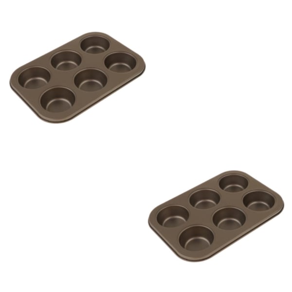 1/2 non-stick muffinspanna Cupcake molds Bakform 6 Holes Gold 2Set