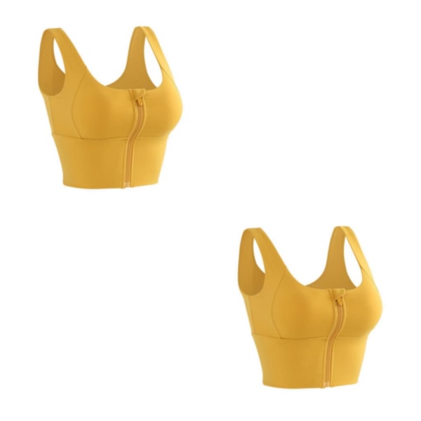 1/2/3 Womens Front Zip Sport BH För bekväma vadderade Shapewear Yellow L 2Set