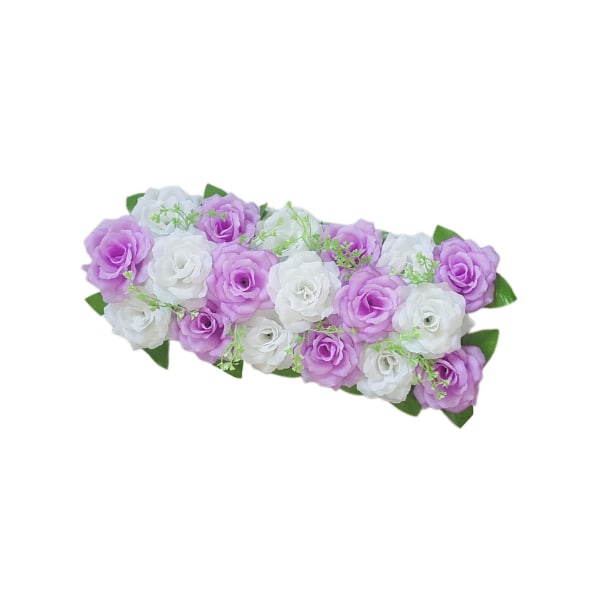 Arch Rose Flower Panel Bordslöpare bukett för bröllop Purple and White 50 x 20cm