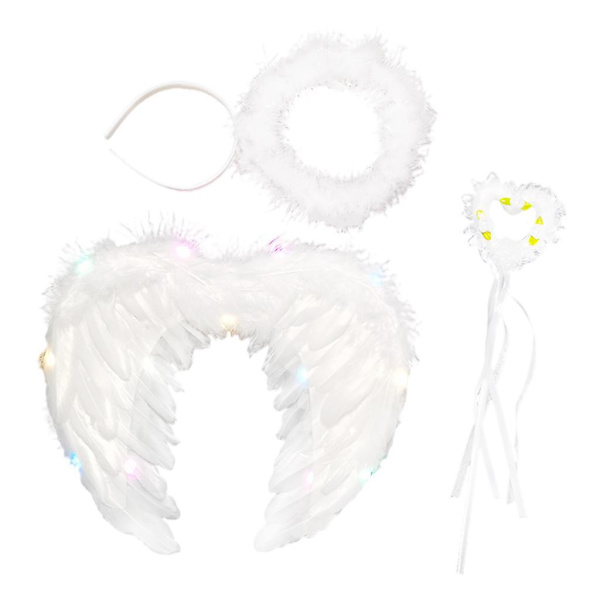 Ängel kostym fjädervinge med remmar Halloween julängel White 35x30cm