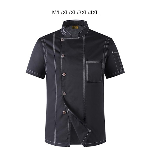 1/2/3 Svart Lätt att rengöra Chef Coat Button Chef Uniformer För black 4xl 1Set