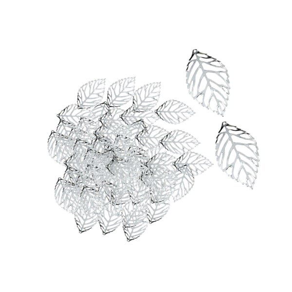 1/2/3/5 100 stycken Hollow Leaf För Charms för DIY-halsband Silver 34 x 20mm 1Set