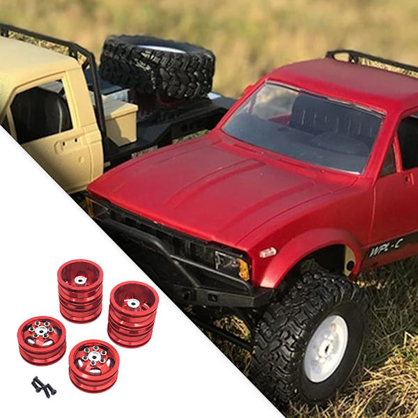 4WD aluminiumlegering RC bilhjulfälgnav för WPL 1/16 C14 C24 C34 red