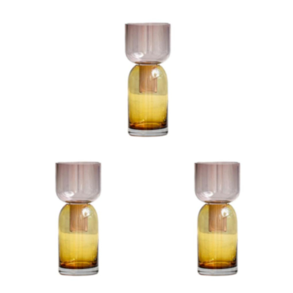 1/2/3 Minimalistiska färgglada glasvaser Hem Hand Vas Pot Room Purple yellow 8x8x19CM 3Set