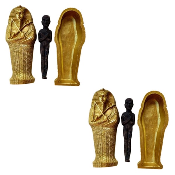 1/2/3/5 Forntida egyptisk kista med mumiefigurer Staty för black 9.4x3.5x3.8cm 2Set
