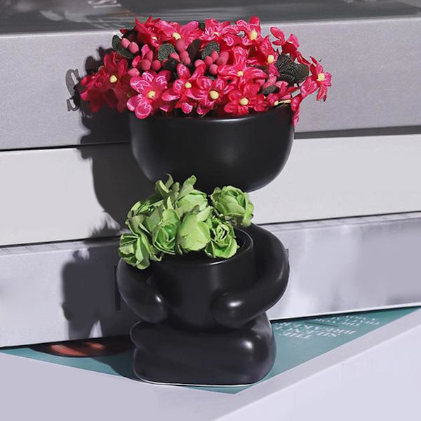 1/3 keramisk blomkruka Mänsklig blomvas växtkruka Black 10x6x8cm 10x9x6cm 10x6x8cm 1Set