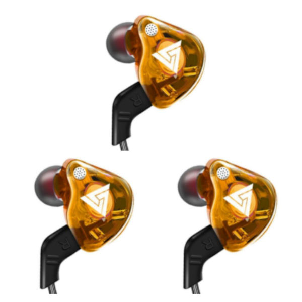 1/2/3/5 För QKZ AK6 In Ear 3,5 mm sporthörlurar med mikrofon Yellow 1.2m 3Set