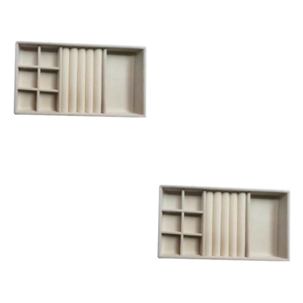 1/2/3/5 Stapelbar smyckesbricka Multipurpose Portable Velvet för Beige 3 in 1 2Set