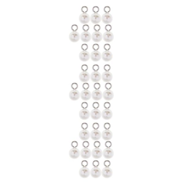 3/5 10st Plast Rund Faux Pearl För Charms Hängen DIY Silver 8mm 3Set