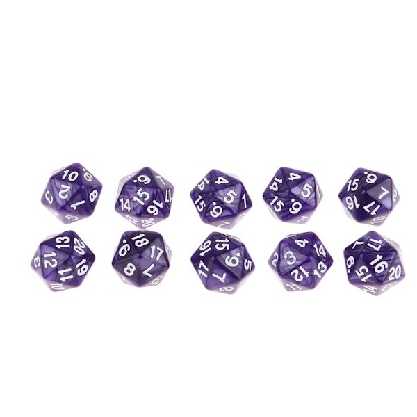 1/2/3/5 10 paket med tjugosidiga tärningar D20 Spelar D&D RPG Party Purple 10 Pcs 1Set