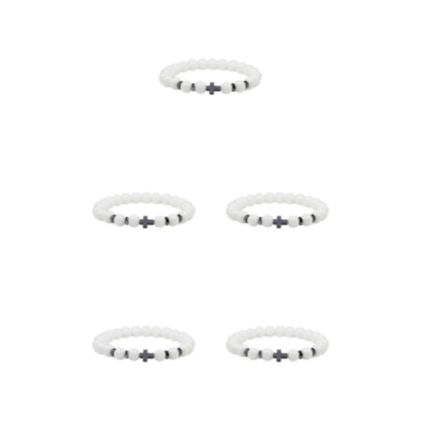1/2/3/5 Wide Application Cross Beaded Armband för alla tillfällen porcelain white 5Set