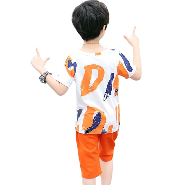 1/2/3/5 Pojkar Kläder Sommar Outfit Tonårsskjortor Multipurpose Orange 120cm 1 Pc