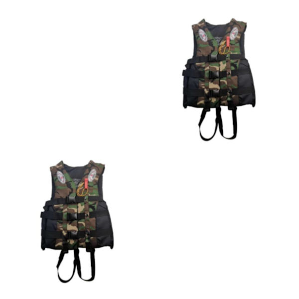 1/2/3 Vuxna Hjälpväst Kajak Ski Flytkraft Fiske Segel Vattensport Green Camouflage XXL 2PCS