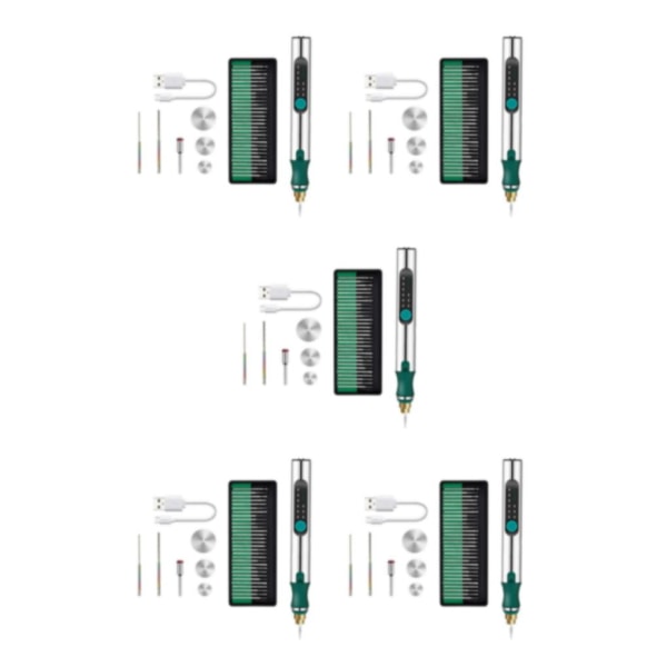 1/2/3/5 Metallsmyckengravering Pen Kit sladdlös mikrogravör 5PCS
