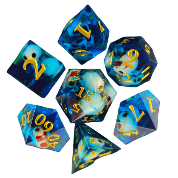 1/2/3/5 7x polyedriska tärningar D4-D20 tärning, för bordsspelsfest Blue 1Set