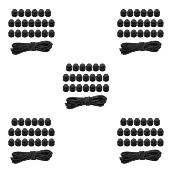 1/2/3/5 20st plastsnörelås Ändfjäderbelastad slider + För Black Style 1 5Set