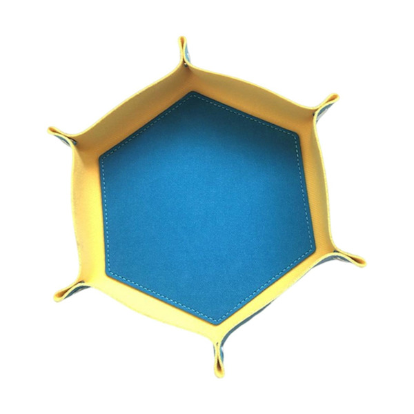 1/2 tärningsbricka PU-läder dubbelsidig tärningsmatta för brädspel Blue Yellow 1Set