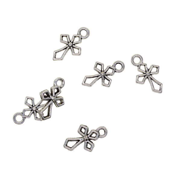 1/2/3 100 Stycken Tibetansk Silver Filigran Hollow Cross För 1Set