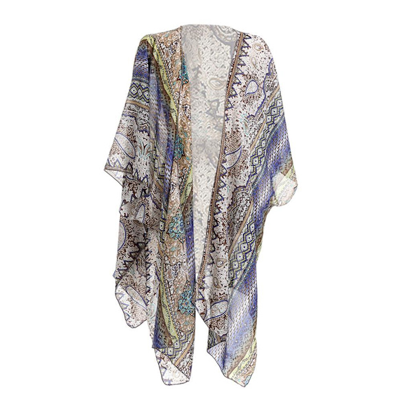 Dam Beach Cover Ups Kimono Cardigan Lätt baddräktsomslag Blue