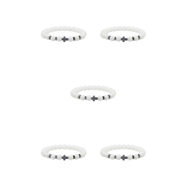 1/2/3/5 Wide Application Cross Beaded Armband för alla tillfällen porcelain white 5Set