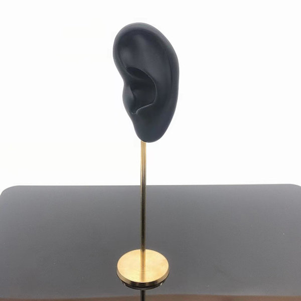 1/2/3 Örhänge Display Stand Human Ear Model Stud Holder Showcase Left Ear Black Height: 18cm 1Set
