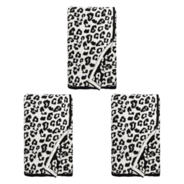 1/2/3 Throw Blanket Leopard Print Flanell Fleece Filtar Plysch black 40x47in 3Set