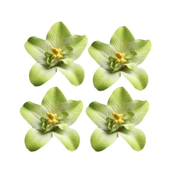 1/2/3 20 st konstgjorda sidenorkidéblomhuvuden för DIY-bröllop Green 1Set