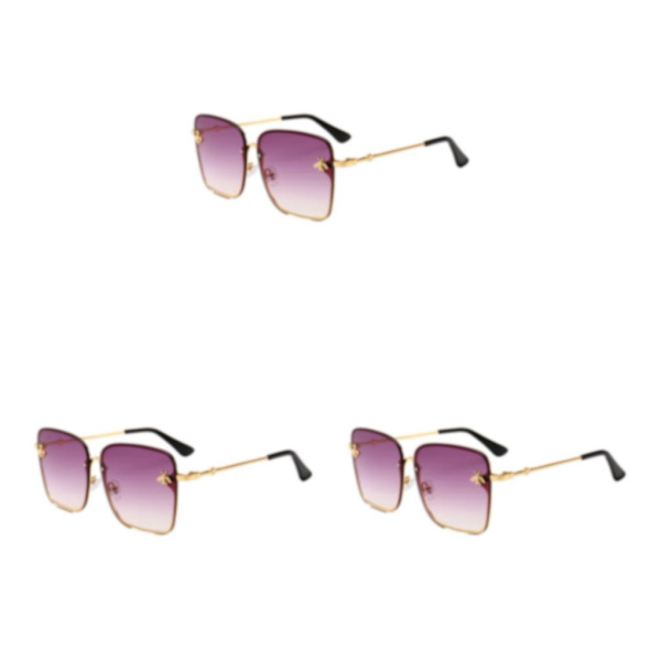 1/2/3/5 metallram för kvinnor Fashionabla och lätta fyrkantiga purple lense 3Set
