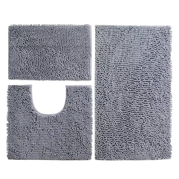 utmärkt Randiga badrumsmattor Non-Slide 3-delad Set För light grey