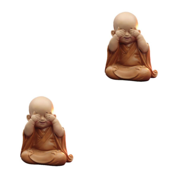 1/2/3 Söt Buddha Staty Monk Figurine Ornament Little för cover eyes height 10cm 2Set