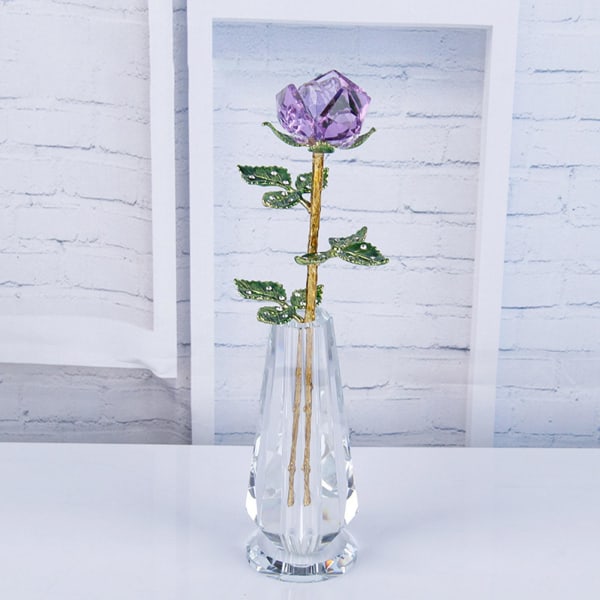 Graciös Crystal Rose Ornament Mors Dag Anniversary Purple 25x6.5cm