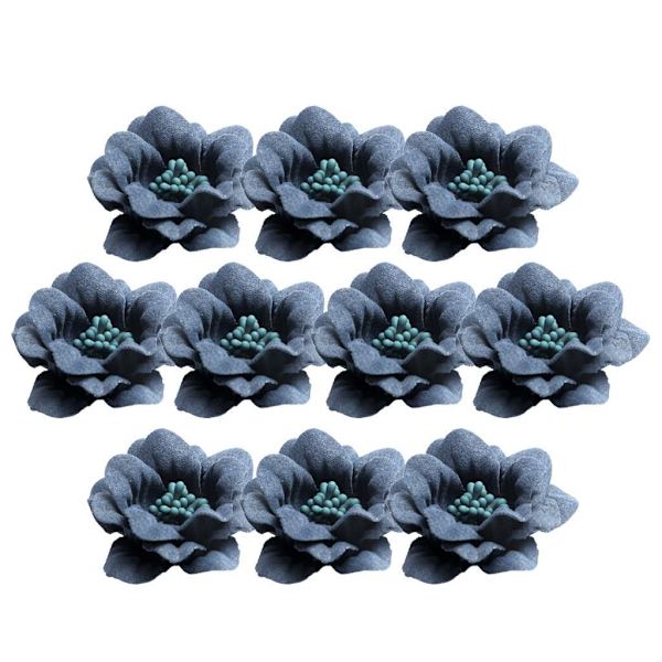 1/2/3/5 10 stycken Camellia Flower Heads för gör-det-själv-hårtillbehör Dark blue 4.5cm 1Set