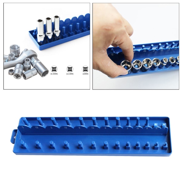 1/4 3/8 1/2 Socket Tray Rail Rack Hållare Organizer 44993 Medium