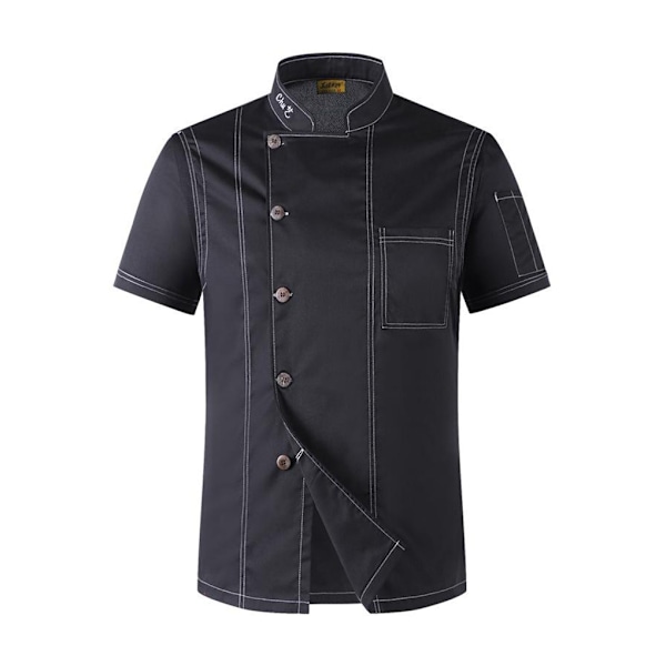 1/2/3 Svart Lätt att rengöra Chef Coat Button Chef Uniformer För black xxl 2Set