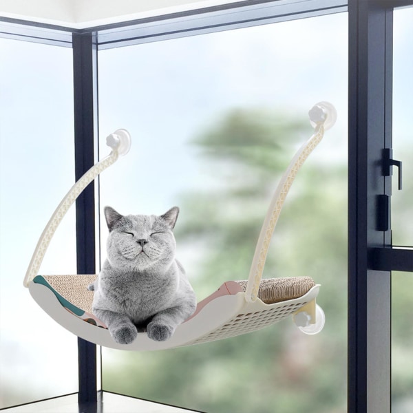 Slitstark Cat Window Hammock Platsbesparande fönstersäte för inomhusbruk Scratch Board