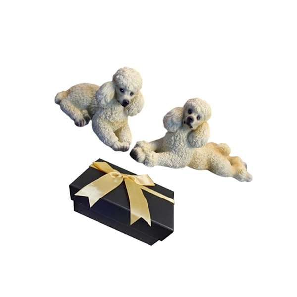 1/2/3 Pudel Hund Staty Djur Figurine Vardagsrum Kontor Beige 8.6x4x6cm 12.5x4x5.8cm 1Set