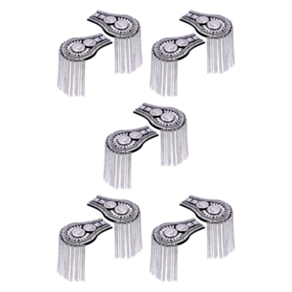1/2/3/5 Epaulets tofs axelbrädor Legering för kläder Silver 6.7x11cm 5Set