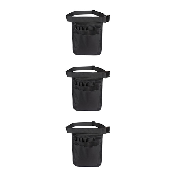 1/3 Svart Nylon Sjuksköterska Organizer Bälte Midjeväska Fanny Pack Case 3Set