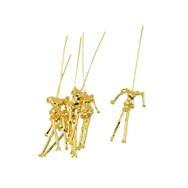 1/2 6st Mänskligt skelett Kroppen DIY Dockor Hängen Smycken Gold 90mm 2Set