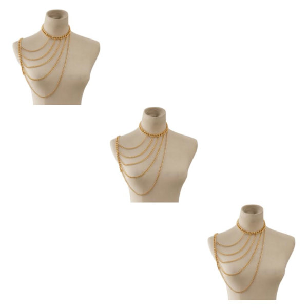 1/2/3/5 Body Chain Multi lager En Shoulder Smycken Tofsar Golden 3Set