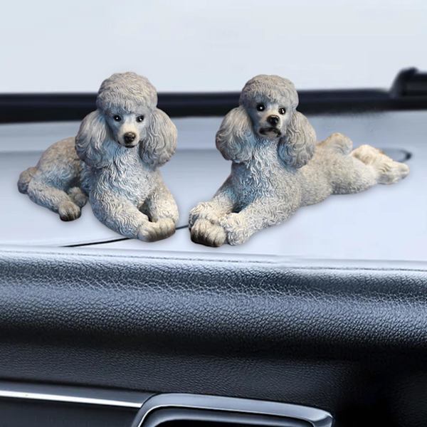 1/2/3 Pudel Hund Staty Djur Figurine Vardagsrum Kontor Gray 8.6x4x6cm 12.5x4x5.8cm 1Set