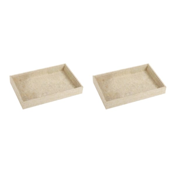 1/2/3/5 Stapelbar smyckesbricka Multipurpose Portable Velvet för Jute Beige 227x146x31mm 2Set