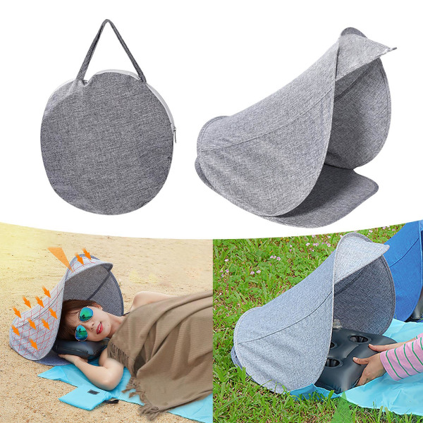 Sun Shelter Protection Head-tält Andningsbart, hopfällbart för havet Grey with Bag