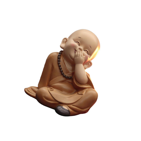 1/2/3 Söt Buddha Staty Monk Figurine Ornament Little för cover mouth laugh height 10cm 1Set