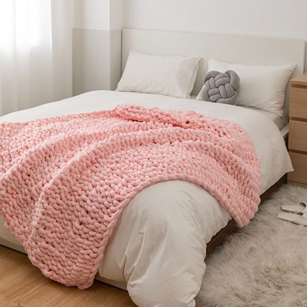 Handstickad chunky stickad filt av polyester i olika färger dark grey